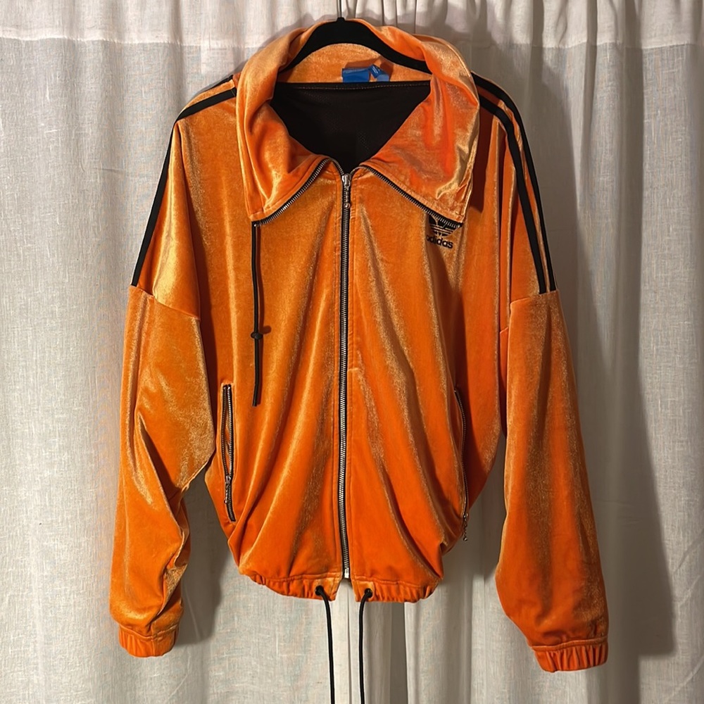 Orange Velour Adidas Sweatshirt